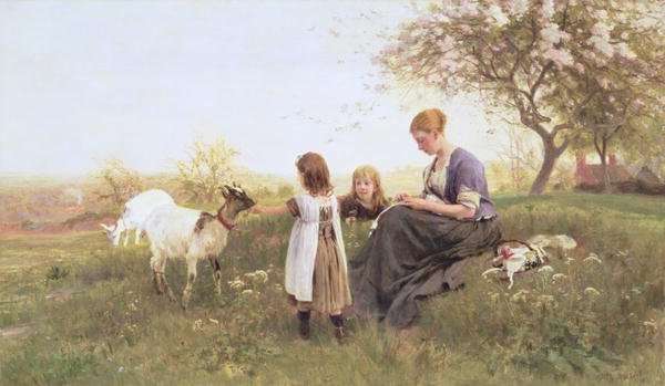 Feeding the Goats, 1870 by Romanticism