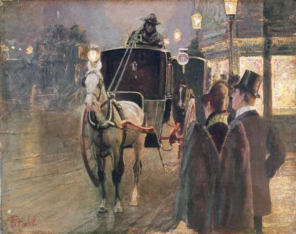 A Hansom Cab Stand, 1889-90 by Romanticism