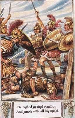 He rushed against Horatius and smate him with all his might by Romanticism