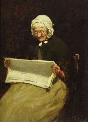 Old Woman Reading a Newspaper by Romanticism