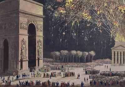 View of the Arc de Triomphe with Fireworks by Romanticism