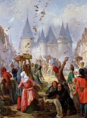 The Return of St Louis 1214-70 and Blanche of Castille 1188-1252 to Notre-Dame by Romanticism