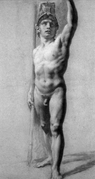 Male Nude Raising his Arm by Romanticism