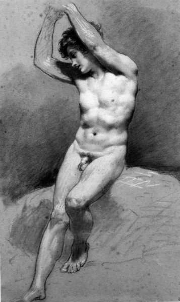Seated Male Nude by Romanticism