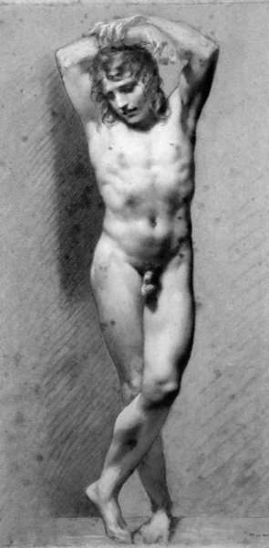 Male Nude Standing by Romanticism