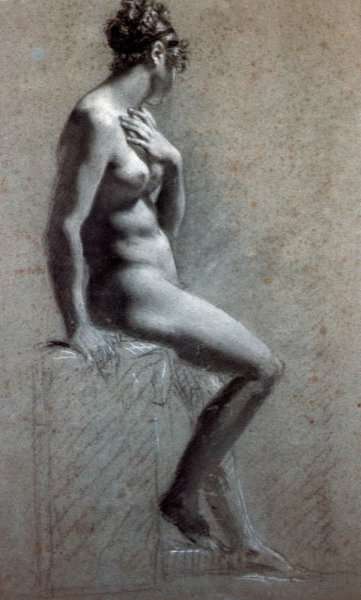 Seated Female Nude2 by Romanticism