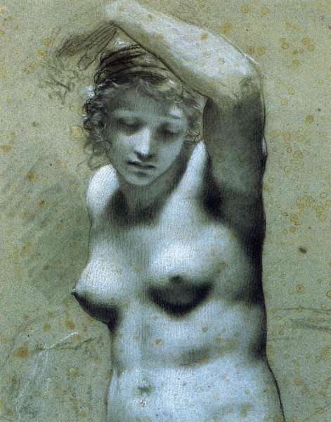 Female Nude Raising Her Arm by Romanticism