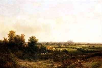 A Shepherd and his Flock near Haarlem by Romanticism