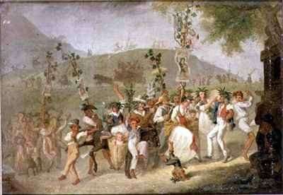 Neapolitan Peasants celebrating a Saints Feast Day by Romanticism