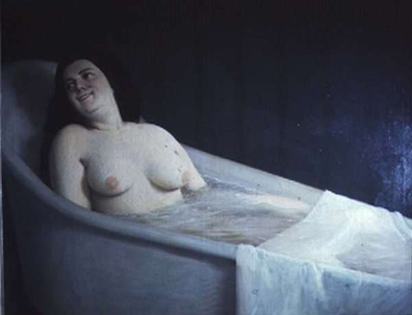 Woman surprised in her bath by Romanticism