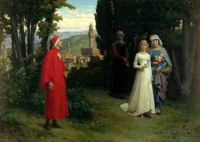 First meeting of Dante and Beatrice by Romanticism