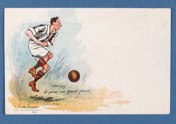 It Gives Me Great Pain, football postcard, 1903 by Romanticism