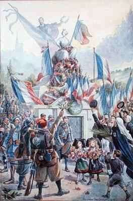 Homage to Paul Deroulede 1846-1914 at the statue of Strasbourg in Paris by Romanticism