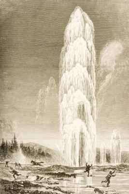 Giantess Geyser in Yellowstone National Park erupting during the 1870s 1880 by Romanticism