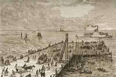 The wharf at Nantucket Island Massachusetts in the 1870s 1880 by Romanticism