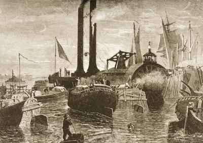 A grain fleet in New York harbour in the 1870s 1880 by Romanticism
