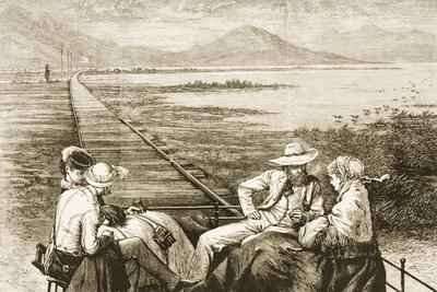 An inspection car on the Pacific Railway appraoching the Great Salt Lake 1880 by Romanticism