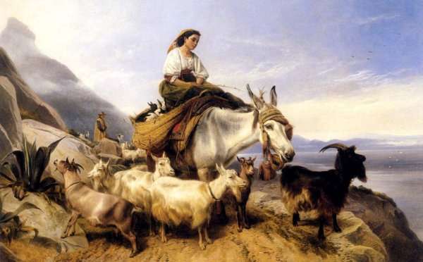 Goatherds, Gibraltar - Looking Across The Strait Into Africa by Romanticism