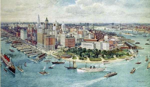 A Birds Eye View of Lower Manhattan, 1911 by Romanticism
