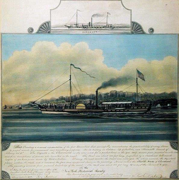 Hudson River Steamboat Clermont, 1858 by Romanticism