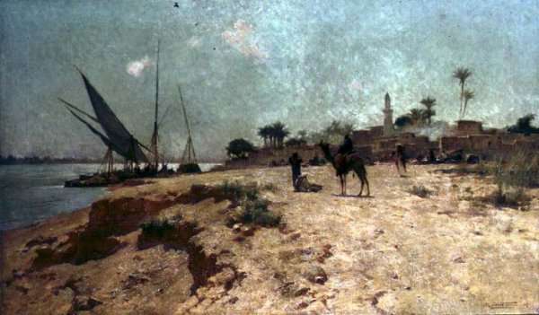 A Nile Village by Romanticism