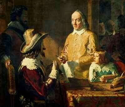 William Harvey 1578-1657 demonstrating to Charles I his theory of the circulation of the blood by Romanticism