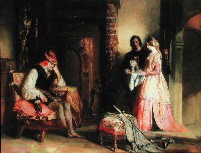 Maitre Pierre Countess of Croye and Quentin Durward in the Inn by Romanticism