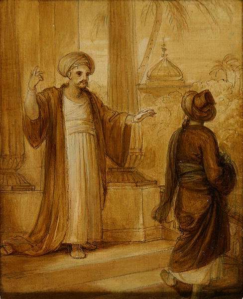 Two male figures standing, illustration from an Eastern Romance, possibly The Arabian Nights by Romanticism