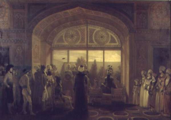 Shah Fath Ali, shah of Persia 1797-1835 Receiving Sir Harford Jones in Audience by Romanticism