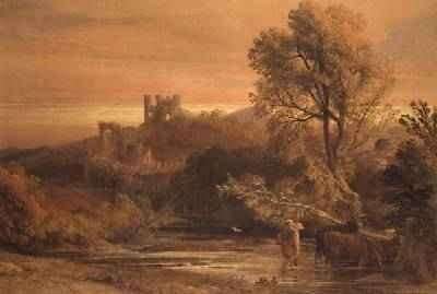 Cattle Crossing the Stream by Romanticism