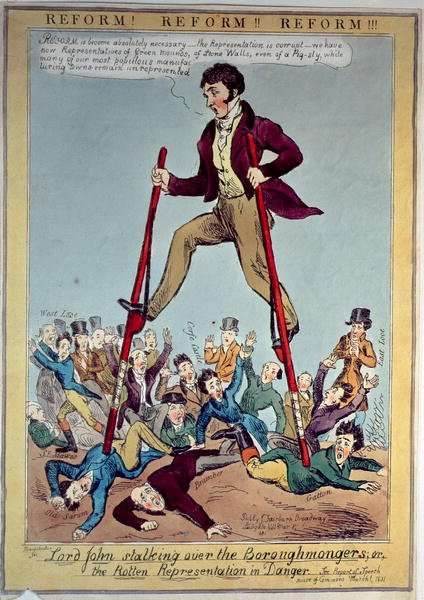 Lord John Stalking over the Boroughmongers, or The Rotten Representation in Danger, pub. by J. Fairburn, 1831 by Romanticism