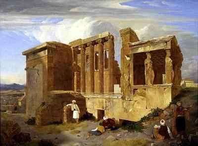 The Erechtheum Athens with Figures in the Foreground by Romanticism