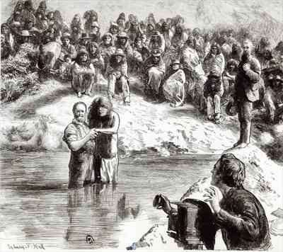 A Baptism of North American Indians Mormons Posing as Apostles of Christ by Romanticism