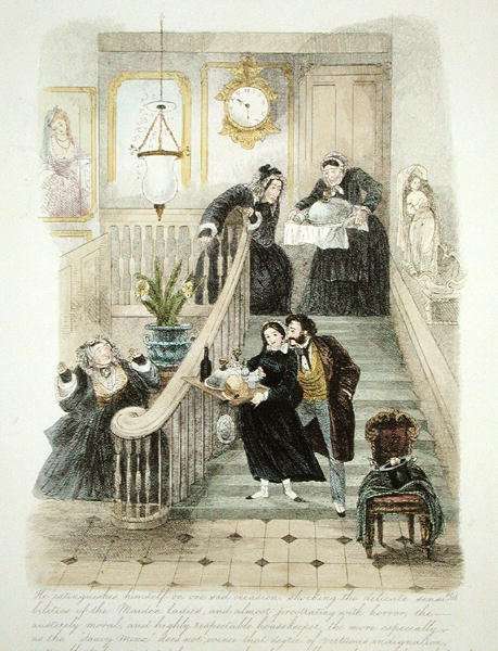 Illustration from Visitation of a London Exquisite to his Maiden Aunts in the Country, published 1859 4 by Romanticism