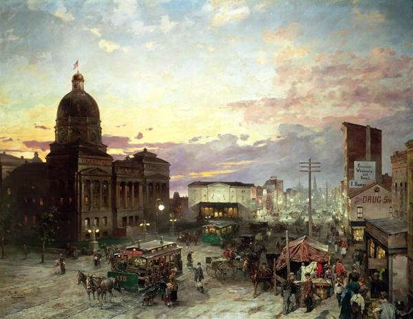 Washington Street Indianapolis at Dusk by Romanticism