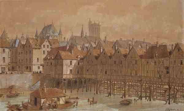 The Grand Chatelet and the Pont aux Meuniers by Romanticism