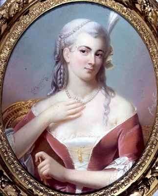 Portrait of a Lady Wearing a Red Velvet Decollete Dress by Romanticism