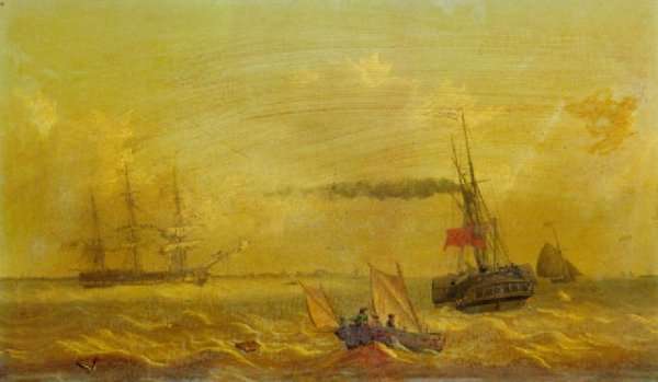 The 'Kingston' upon hull packet steamer in the mouth of the Humber 1843 by Romanticism