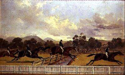 The Water Jump the Autumn Steeplechase at Ballarat Victoria Australia in 1868 by Romanticism