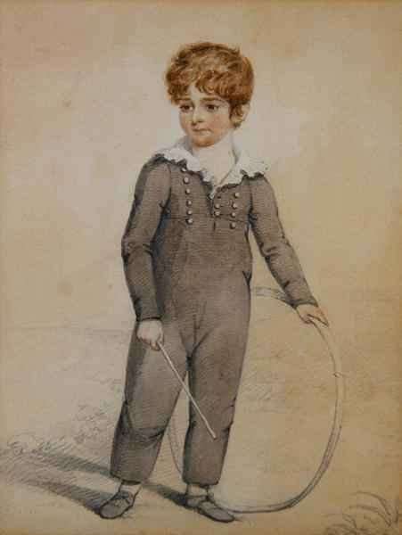 Boy with hoop by Romanticism