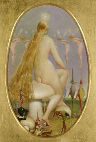 Fairy seated on a Mushroom by Romanticism