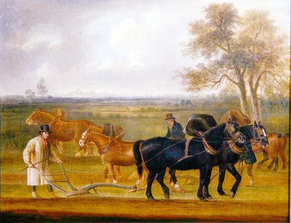 Cruckton ploughing match with four teams of horses, 1813 by Romanticism