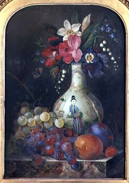 Still Life of Daffodils and Irises in a Chinese Vase by Romanticism