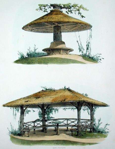 Rustic benches, from Habitations Champetres, published c.1855 by Romanticism
