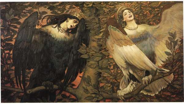 Sirin and Alkonost: Birds of Joy and Sorrow. 1896 by Romanticism