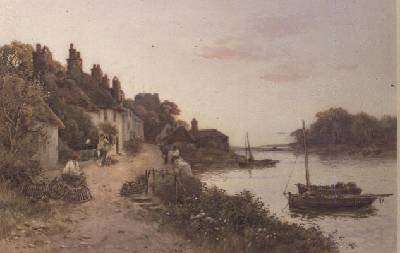 Fishing creels in a Cornish village by Romanticism