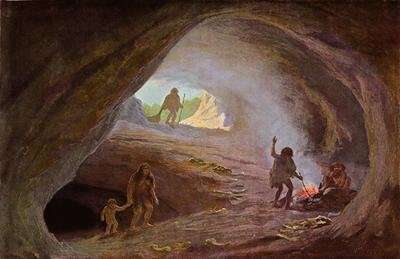 Cavemen during the Ice Age by Romanticism