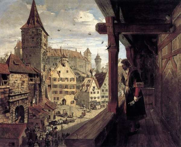 Albrecht Dürer on the Balcony of his House 1854 by Romanticism
