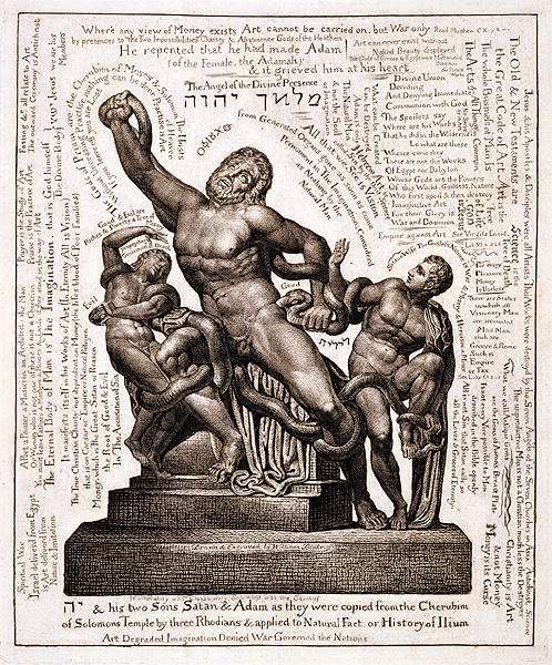 The Laocoon as Jehovah with Satan and Adam, c.1820 by Romanticism