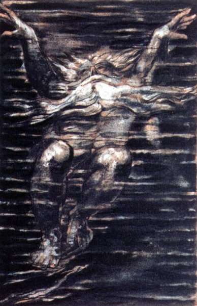 The First Book of Urizen- Bearded man swimming through water, 1794 by Romanticism
